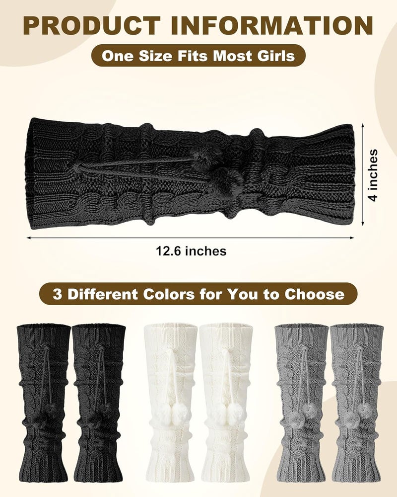 Chicingyou 3 Pairs Winter Fleece Lined Leg Warmers for Kids Girls Knitted Long Leg Warmers Cute Boot Socks for Xmas Gift - Image 2